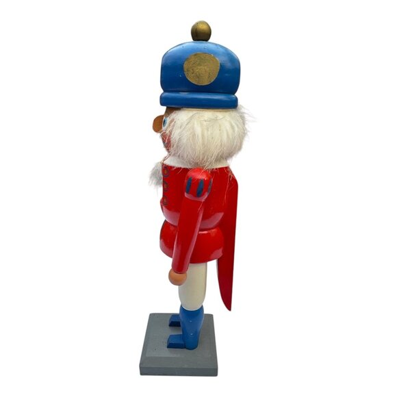 Vtg German Democratic Repubblic Nutcracker Wooden Soldier Red Blue Handmade 11" - Picture 2 of 11